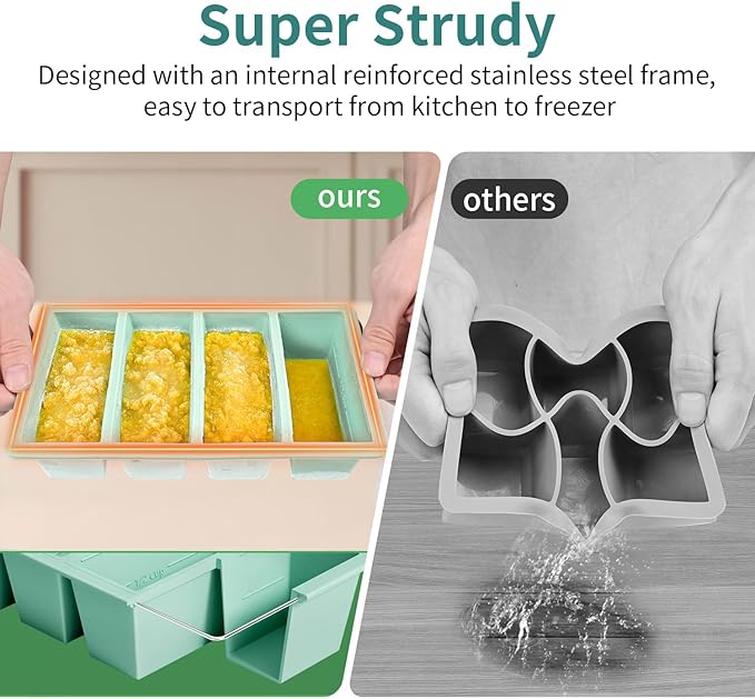 Silicone Freezer Tray for Sauce Cube: GGOW Silicone Freezing Tray for Soup Storage - Freeze 250mL 125mL Souped Broth Portion
