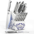 Kitchen Knife Set - Phantom Iris X5 Knife Block Set - Top-tier Performance, 15 Pcs Premium High Carbon Stainless Steel Knife Set with Block and Sharpener, Professional Chef Knives Set