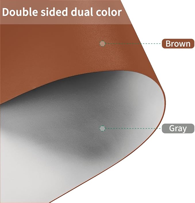 Leather Table Pad,1.8mm Thick,40x72 Inch,Dining Table Pad,Table Pads for Dining Room Table Rectangular,Dining Room Table Cover,Dining Table Cover(Brown+Gray,40x72)