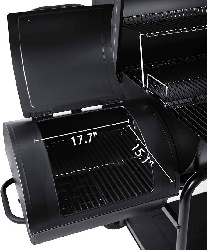 Royal Gourmet CC2036F Barrel Charcoal Grill with Offset Smoker, Outdoor BBQ Grill with 1200 Sq. In. Grilling Area for Large Event Gathering, Black