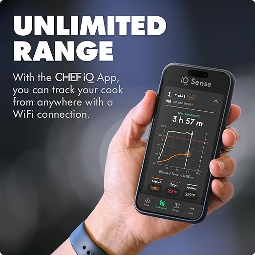 CHEF iQ Sense [2025 Model] | Smart Wireless Meat Thermometer | 4 Ultra-Thin Probes | WiFi Unlimited Range | 1000°F Heat Safe | 5 Sensors | BBQ, Grill, Oven, Smoker, Air Fryer | Gen3