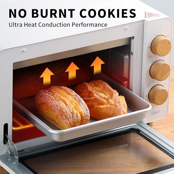 3-Piece Nonstick Baking Pans Set of 3 - Nonstick Rectangle Sheet Cake Pans, 13/11/9 Inch Metal Oven Tray for Cooking Jellyroll, Stackable Bakeware Set