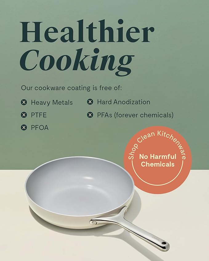 Caraway Fry Pan Duo White - Non-Toxic Ceramic Cookware Set 2 Piece