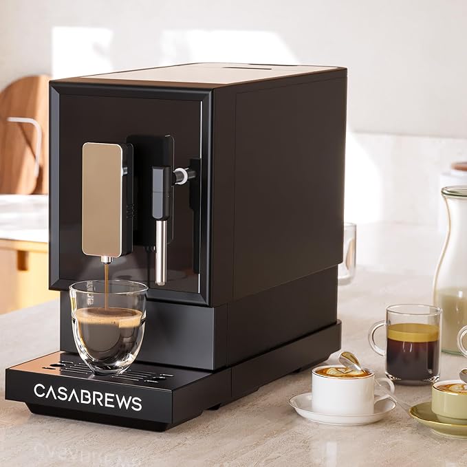 CASABREWS ACAFE PLUS Automatic Espresso Machine, 20bar Espresso Coffee Machine with Grinder and Milk Frother, Professional Coffee Maker with Touch Screen for Cappuccino and Americano, Black