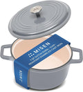 Misen 7 QT Enameled Cast Iron Dutch Oven - Chip-Resistant Enamel Coating - Thick Iron Core For Heat Retention - Large Cooking Surface - Oven Safe, Induction Compatible - Traditional Lid, Gray