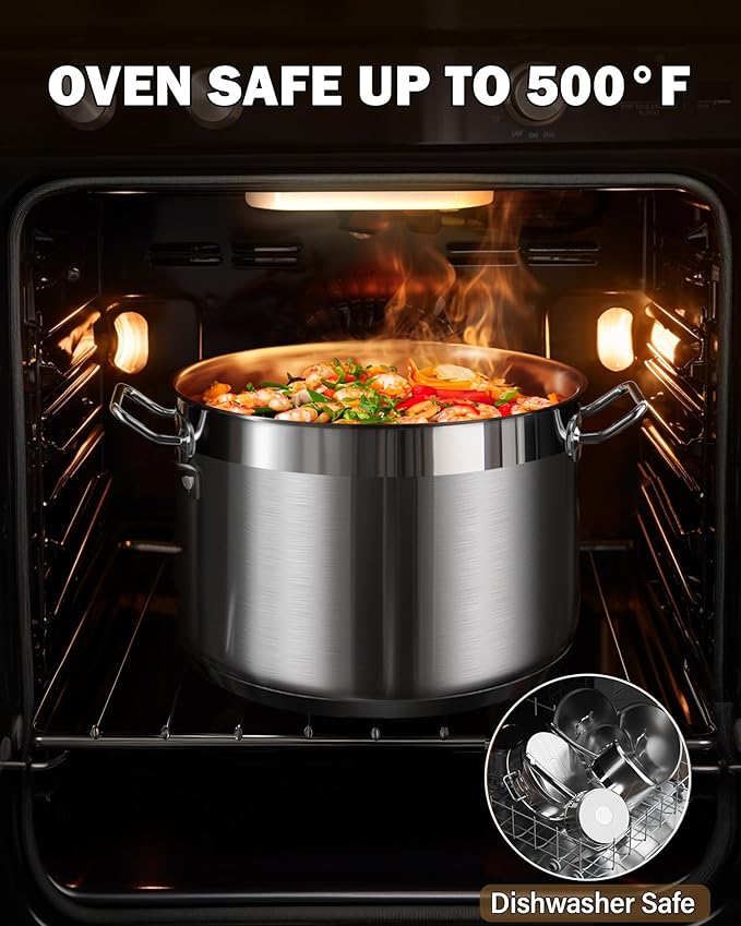 Cooks Standard Stockpots Stainless Steel, 20 Quart Professional Grade Stock Pot with Lid, Silver