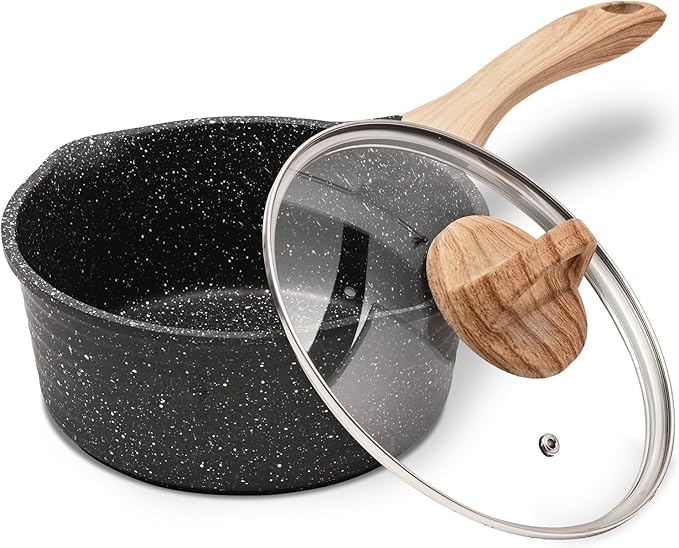 JEETEE 2.5 Quart Sauce Pan with Lid, Non Stick Small Pot with Coating, Masterclass Cookware Sauce Pot for Cooking, PFOA/PFOS Free