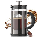 Veken French Press Coffee Maker 21oz 0.6 L, Heat Resistant Thickened Borosilicate Glass,Stainless Steel Brewer,Single Serve Small Pot, Cold Brew Cafetera Teapot for Kitchen Travel Camping, Dark Pewter