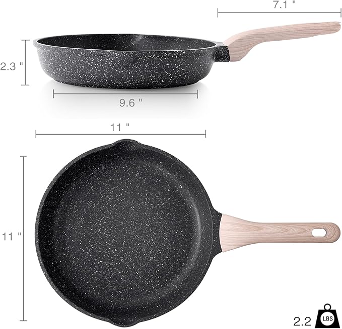 Kordisen Nonstick Frying Pan Skillet, 11 Inch Granite Cooking Pan Nonstick, Healthy and Non Toxic, Induction Compatible, PFOA Free