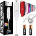 Zulay Kitchen Milk Frother Handheld Electric Whisk with AA Duracell Batteries – Durable Drink Mixer for Coffee, Lattes, Cappuccinos & More - White