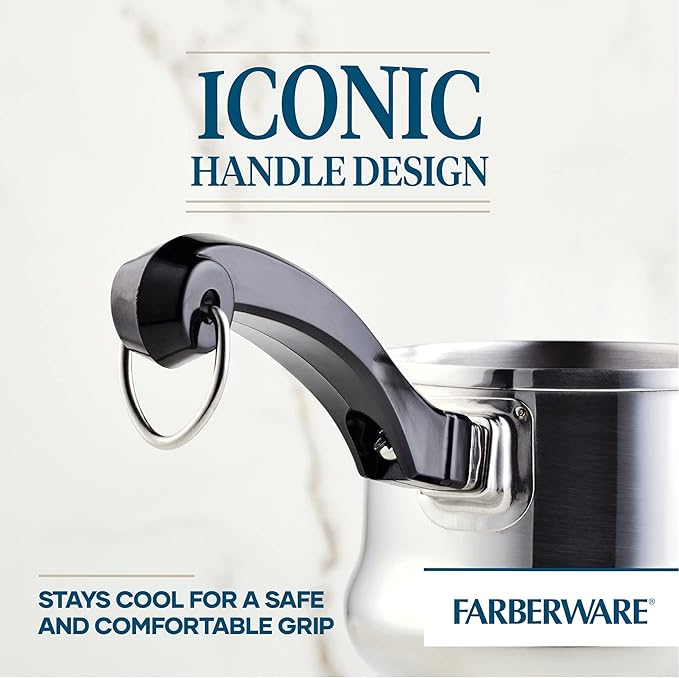 Farberware Classic Stainless Steel Butter Warmer 0.63 Qt - Melting Pot with Pour Spout
