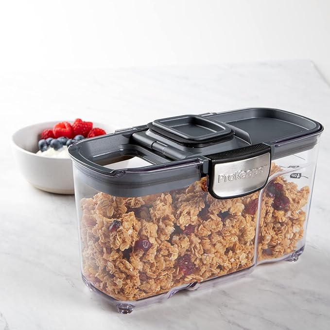 Progressive International ProKeeper+ Clear Plastic Airtight Food Baker's Kitchen Storage Organization Container Canister Set with Magnetic Accessories, 2- Piece Set (Cereal 1.5-Quart)