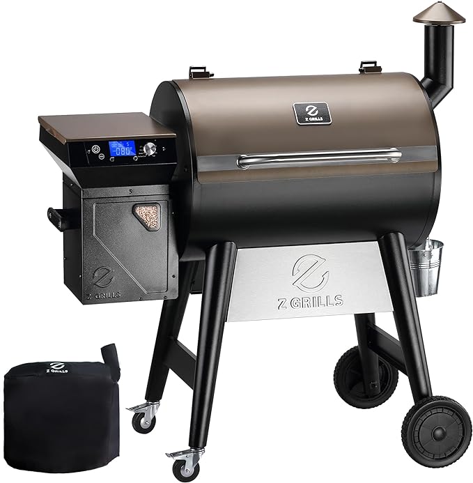 Z GRILLS Wood Pellet Grill Smoker with PID 2.1 Controller, 697 Cooking Area, Meat Probes, Rain Cover for Outdoor BBQ, 7002C