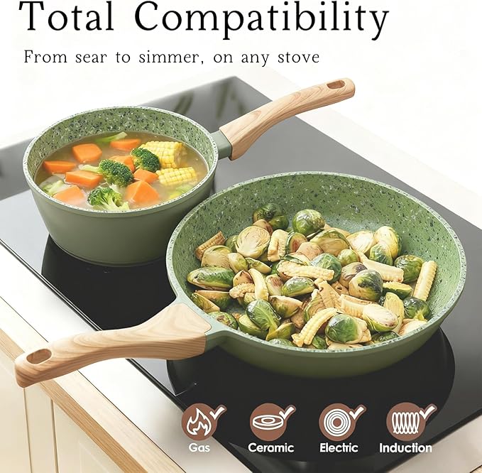 Nonstick Cookware Set 2-Piece 10.25" Green - PFOA Free