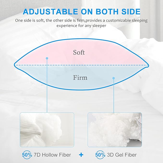 EIUE Hotel Collection Bed Pillows Standard Size - Down Alternative 2 Pack White