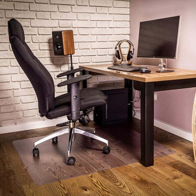 NECAUX Custom 60 x 80 Inch Frosted Table Cover Protector, 1.5mm Thick Wood Grain Transparent Table Pad Non-Slip Tablecloth Plastic Protective Pad for Dining Living Room Table Conference Table