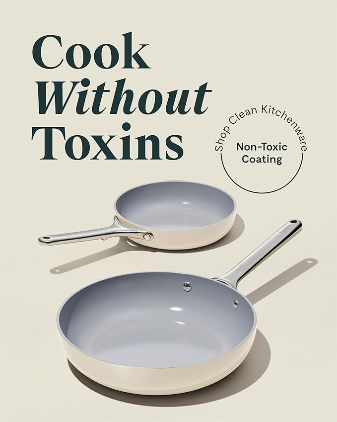 Caraway Fry Pan Duo Perracotta - Non-Toxic Ceramic Cookware Set 2 Piece