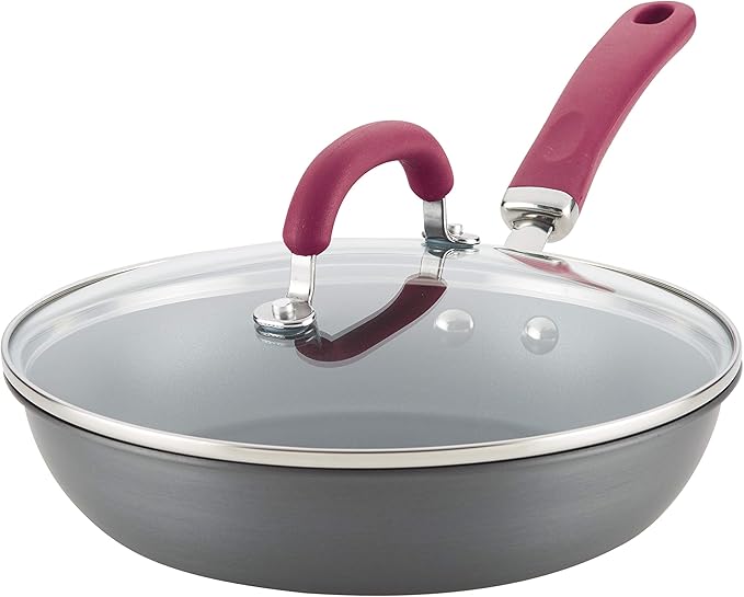 Rachael Ray Create Delicious Deep Hard Anodized Nonstick Frying Pan / Fry Pan / Hard Anodized Skillet - 10.25 Inch, Gray