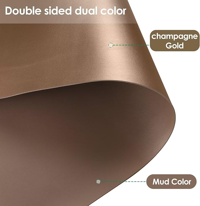 Leather Dresser Cover,1.8mm Thick,14x78 Inch,Dresser Protector Top,Dresser Top Protector,Dresser Cover Top,Dresser Top Cover,Dresser Cover Top for Bedroom.(Mud Color+Champagne Gold,14x78)