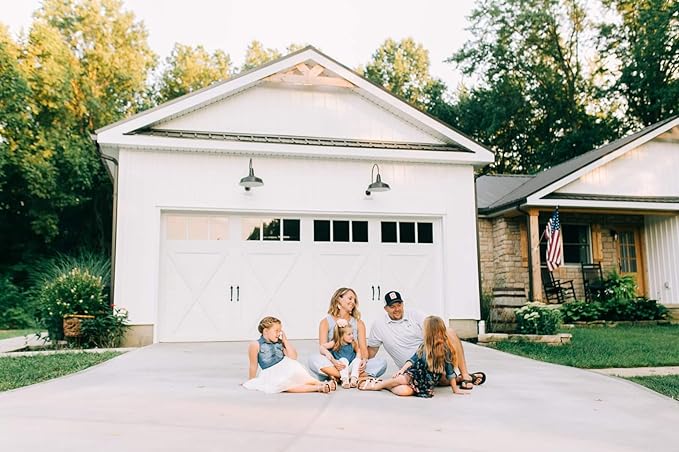 Steel Lighting Co. Gardena Barn Light | Outdoor Wall Mounted | 16" Dome | 11" Straight Arm | Farmhouse Light Made in America | White Exterior/White Interior