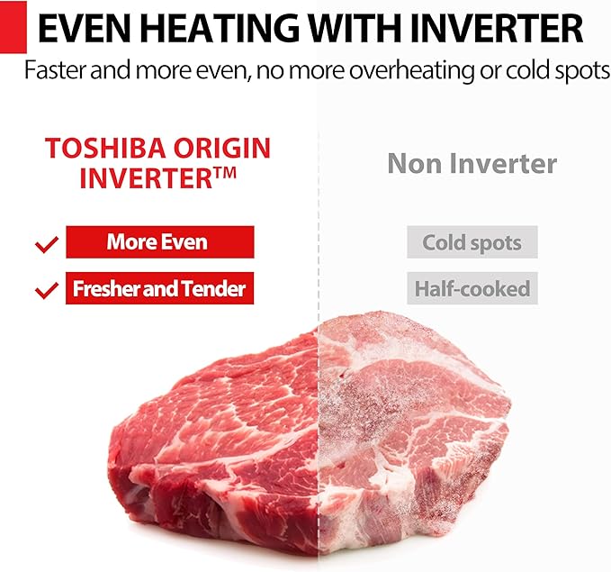 TOSHIBA 6-in-1 Inverter Countertop Microwave Oven Healthy Air Fryer Combo, MASTER Series, Air Fryer, Broil, Convection, Speedy Combi, Even Defrost, Sound On/Off 27 Auto Menu Stainless Steel