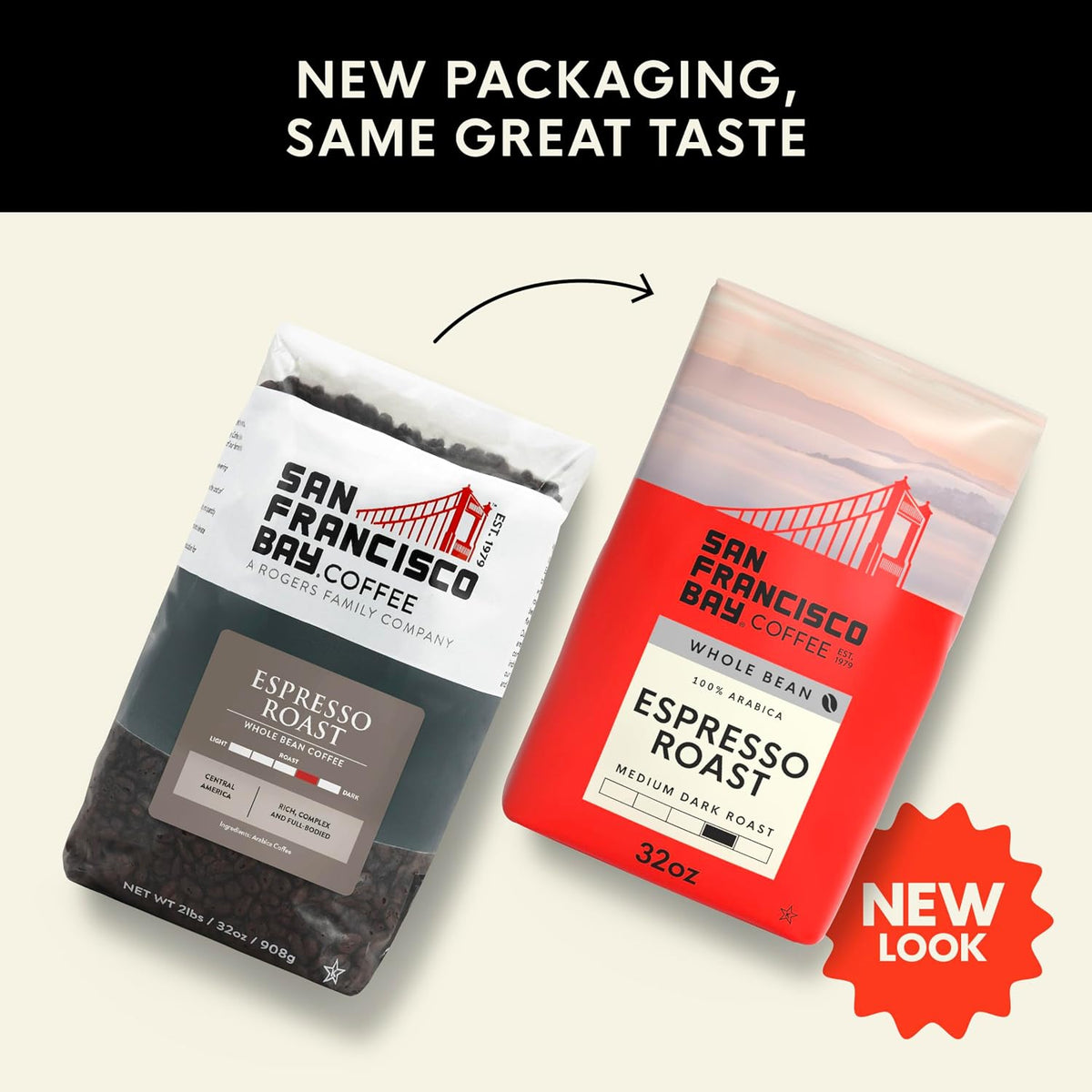 San Francisco Bay Coffee - Medium-Dark Roast Whole Bean Coffee - Espresso Roast (2 lb bag)