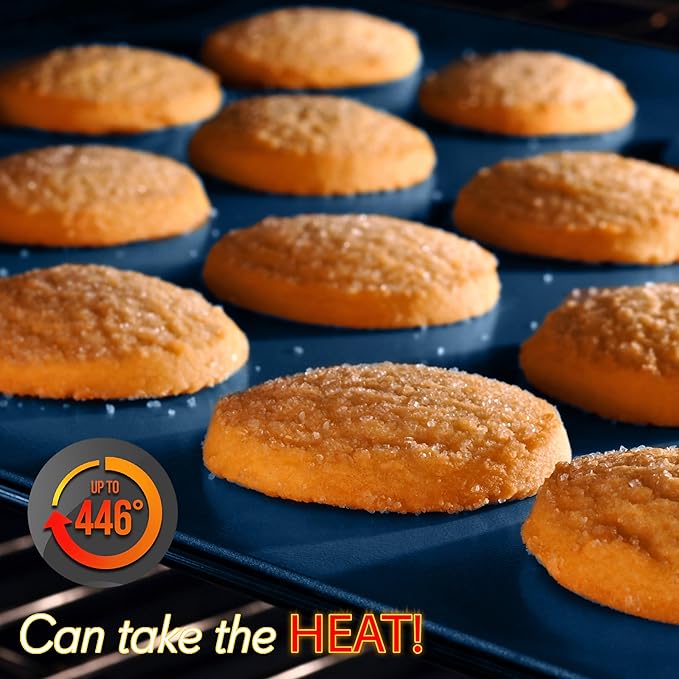 NutriChef 10-Piece Nonstick Bakeware Set - Premium Carbon Steel Baking Pans w/Silicone Handles - Includes Pizza Tray with Holes, 12 & 24 Cup Muffin Pans, Cookie Sheets, Round, Square & Loaf Pan - Blue