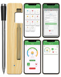 Grill Sync Digital Meat Thermometer Digital Wireless Dual Sensor Bluetooth BBQ Thermometer for Grill, Cooking Smoking, Oven Waterproof Meat Probe with USB-C Charging Case, App-Controlled, 165FT Range
