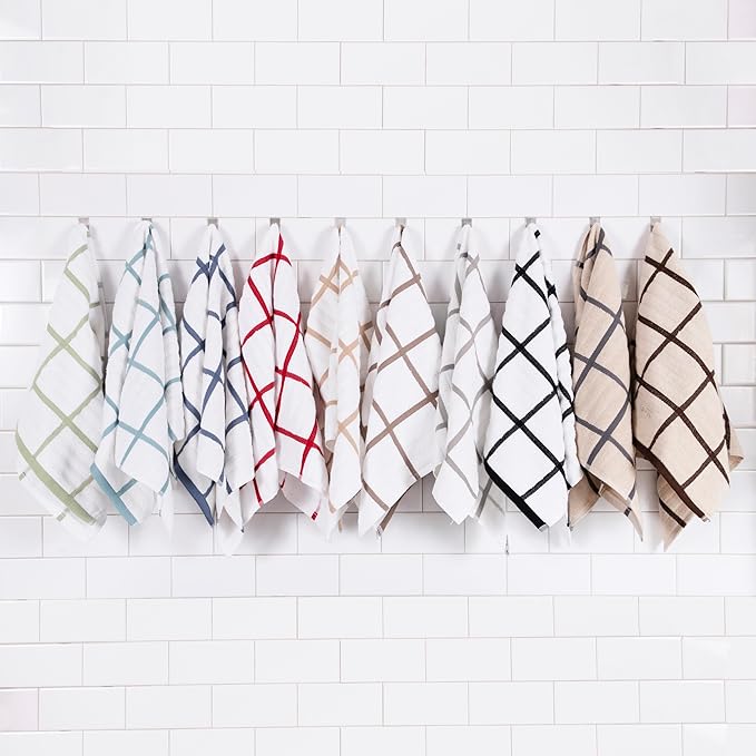 All-Clad Checked Kitchen Towel: Highly Absorbent, Super Soft Long Lasting - 100% Cotton, 17"x30" Tea Towel for Cleaning & Drying Dishes, Pans, Glassware, or Countertops, (1-Pack), Rainfall