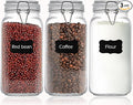 Clear Food Storage Jars 78oz Square, Airtight Glass Canister with Lids Set of 3, Kitchen & Pantry Organization Food Storage Container for Canning, Sugar, Flour, Candy, Cereal, Coffee