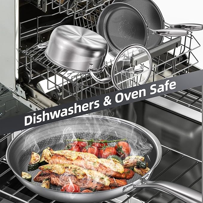 COOKING KING 10 Inch Stainless Steel Pan - Hybrid Nonstick Frying Pan Skillet