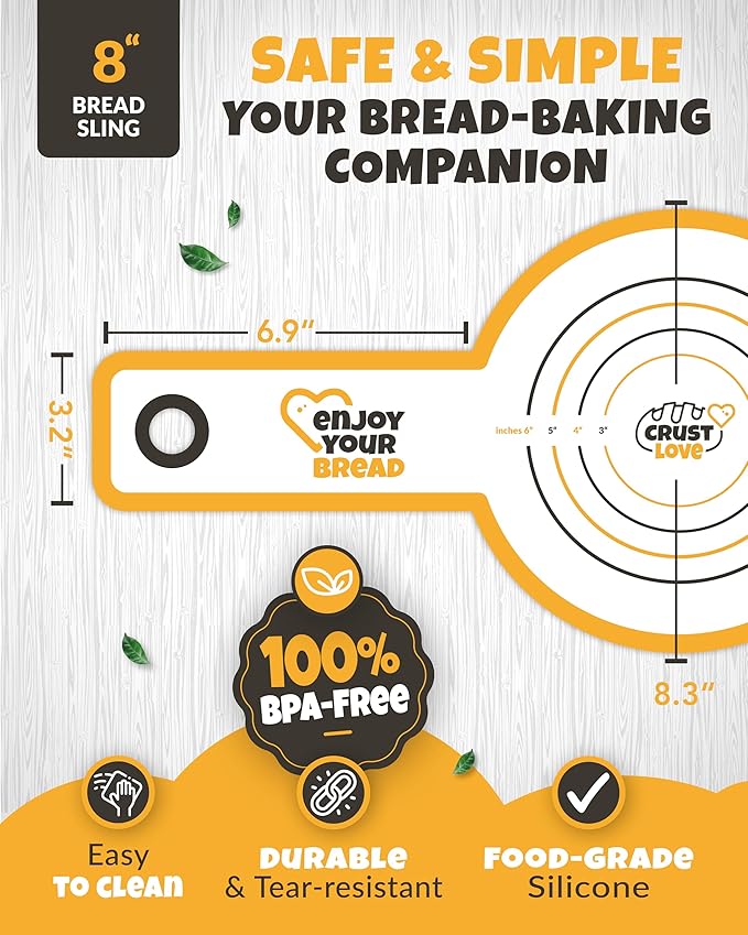 Silicone Bread Sling for Dutch Oven – Non-Stick Sourdough Sling & Baking Mat – Reusable & Easy to Clean – Heat Resistant to 480°F – Silicone Sourdough Sling for Artisan Bread Baking Supplies