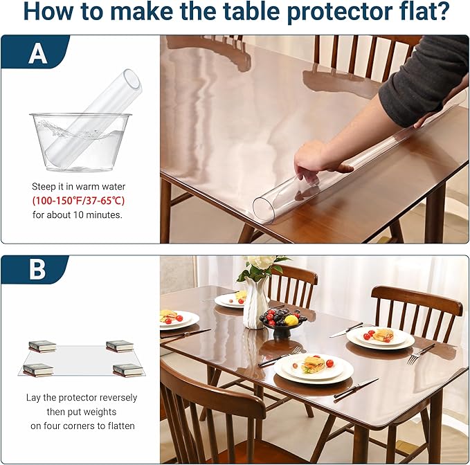 Clear Round Table Cover Protector 40 Inch, 2.0mm Transparent Plastic Table Protector Waterproof, Anti-Scratch Clear Desk Mat for Office Desktop Dresser Dining Table, FDA Compliant