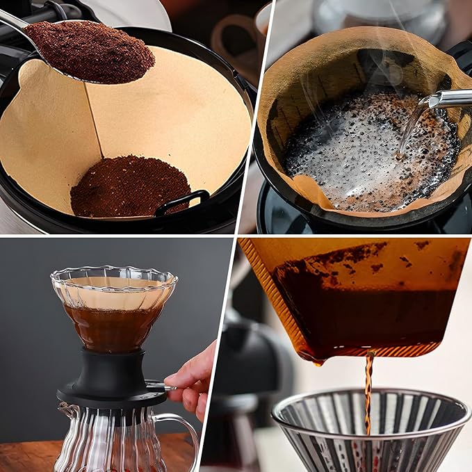 Coffee Filters #4, 200 Count Cone Paper Coffee Filter 8-12 Cup, Unbleached Natural Disposable No 4 Filters Fits for Pour Over, Drip Coffee Maker Suitable for Home, Shop Commercial (Brown)