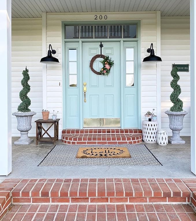 Steel Lighting Co. Gardena Barn Light | Outdoor Wall Mounted | 16" Dome | Upslope Gooseneck | Farmhouse Light Made in America | Dark Bronze Exterior/White Interior