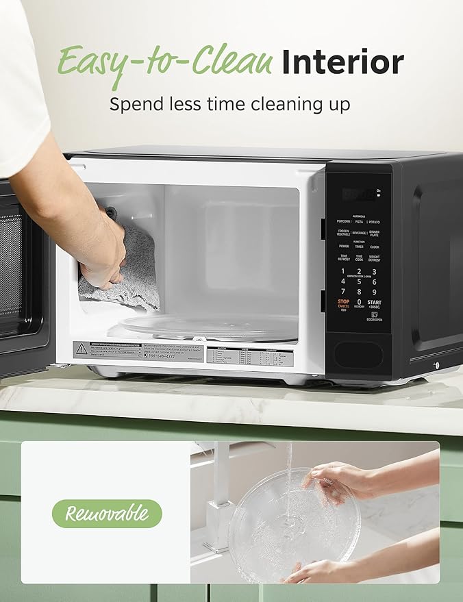 COMFEE CMO-C20M1WB Countertop Microwave Oven, 0.7 cu.ft Small Microwave with 11 power levels,Turntable Reset Function, Speedy Cooking, Weight/Time Defrost, Memory function, Children Lock, 700W