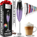 Zulay Kitchen Powerful Double Whisk Milk Frother Handheld - Foam Maker With Stand - Whisk Drink Mixer for Coffee, Mini Foamer for Latte, Matcha, Frappe, Hot Chocolate & Cappuccino (Galaxy)