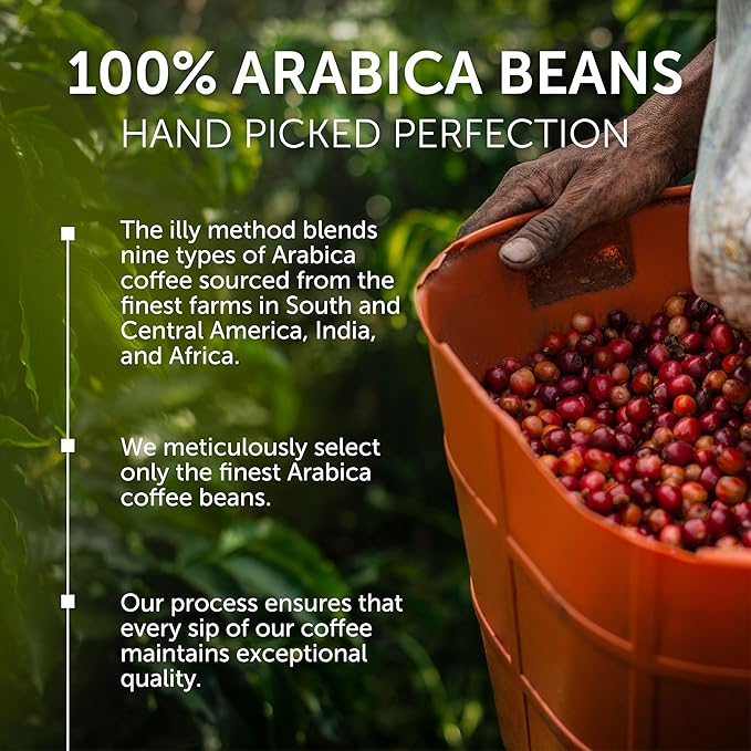 Illy Ground Espresso Coffee, Brasile Cerrado Mineiro Medium Roast - Notes of Caramel and Dried Fruit -100% Arabica-Pre-Ground for Espresso-Pressurized Packaging Sealed for Freshness - 8.8oz(Pack of 6)