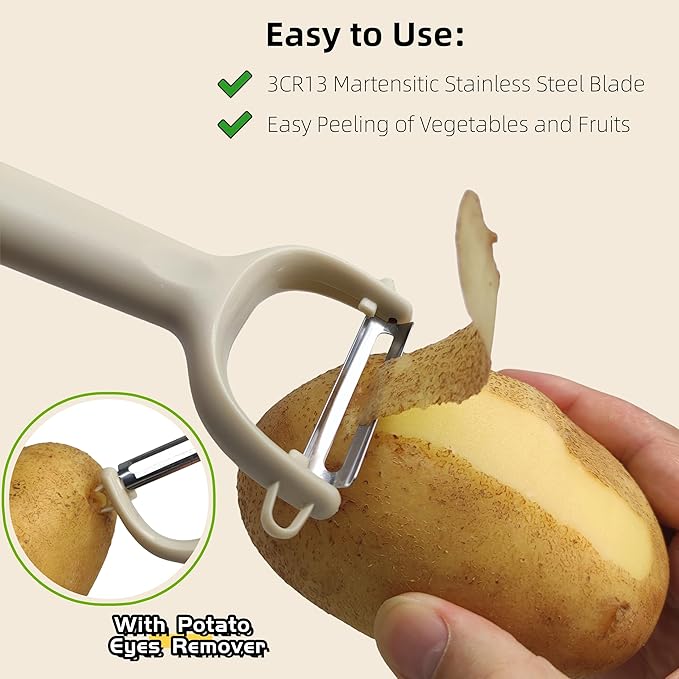 Trez Treamer 6-Pack Vegetable Peelers for Kitchen,Stainless Steel Apple Peeler Set for Veggie Carrot Fruit Zucchini Cucumber Peeler Sharp Potatoes & Potato Peeler Bulk with Non-Slip Handle (Y)