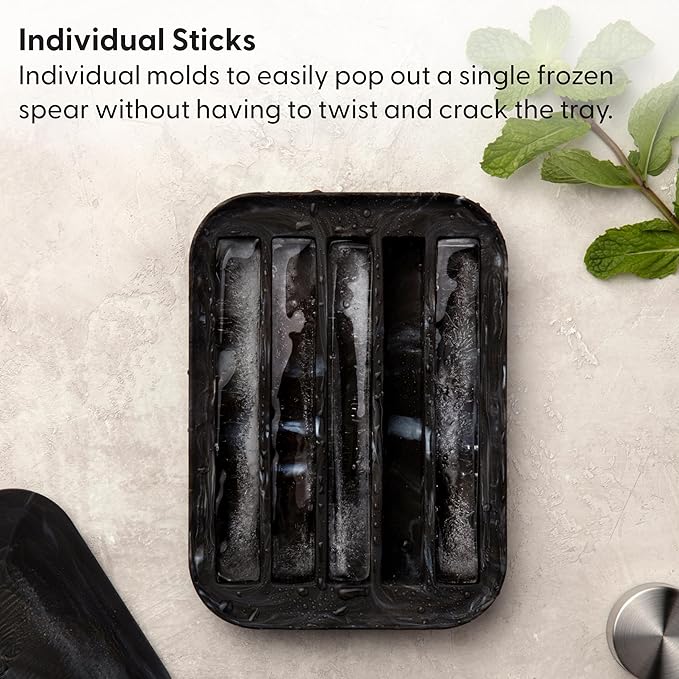 W&P Peak Silicone Water Bottle Ice Tray w/ Protective Lid | Charcoal| Easy to Remove Ice | Food Grade Premium Silicone | Dishwasher Safe, BPA Free