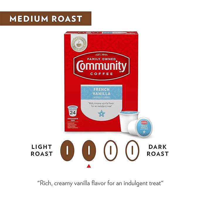 Community Coffee French Vanilla Flavored 36 Count Coffee Pods, Medium Roast, Compatible with Keurig 2.0 K-Cup Brewers, 12 Count (Pack of 3)