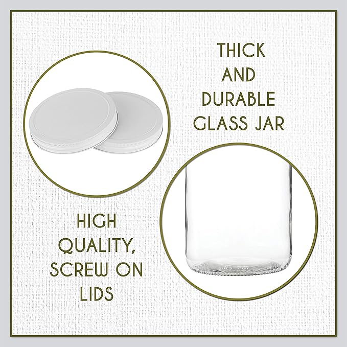 kitchentoolz Gallon Jar 1 Gallon Glass Jar with Lid – Wide Mouth Large Glass Jar for Fermenting, Pickling, Canning, Water Glassing Eggs, Kombucha, and Food Storage – BPA-Free, Made in USA (2-Pack)