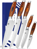 MSY BIGSUNNY 5pcs Knife Set Kitchen Utensils Knife, German Stainless Steel Professional Chef Kitchen Knife Set, Tang Series
