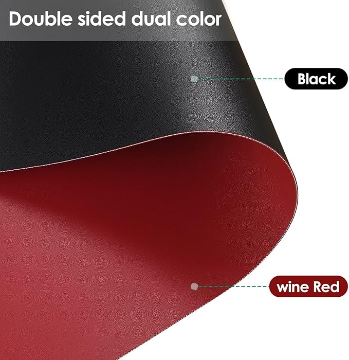 Leather Table Cover,1.8mm Thick,42x84 Inch Table Protector,Table Protector for Dining Room Table,Dining Table Cover,Dining Table Protector.(Black+Wine Red,42x84)