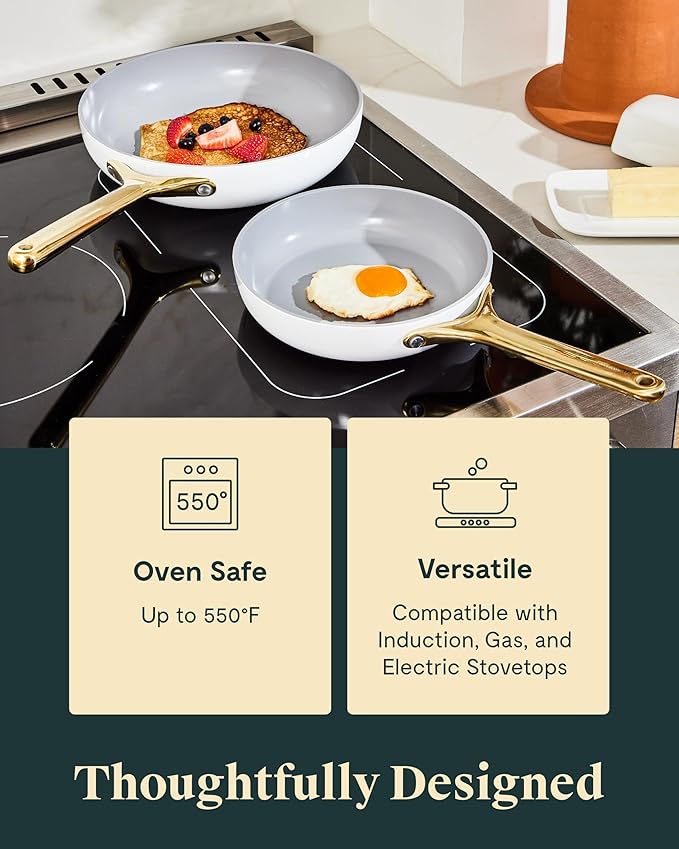 Caraway Fry Pan Duo Marigold - Non-Toxic Ceramic Cookware Set 2 Piece