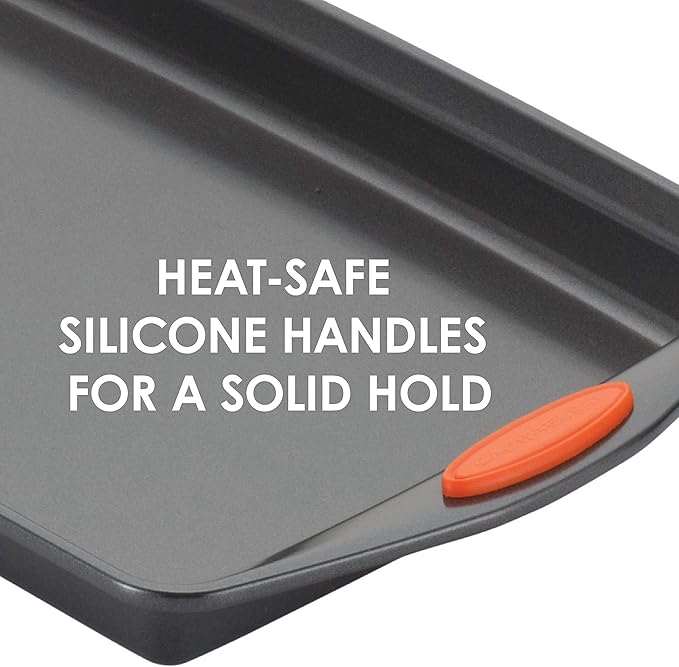 Rachael Ray Bakeware, Nonstick Baking / Cake Pan With Lid and Grips, Rectangle - 9 Inch x 13 Inch, Gray