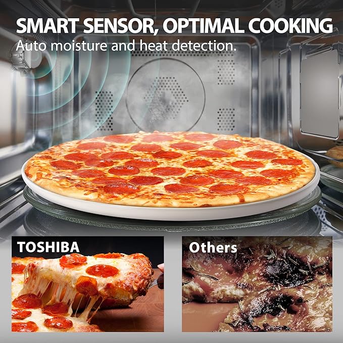 Toshiba Air Fryer Combo 4-in-1 Countertop Microwave Oven, Smart Sensor, Convection, Mute Function, Position Memory 13.6" Turntable, 1.5 Cu Ft, 1000W, Silver, ML-EC42P(SS)