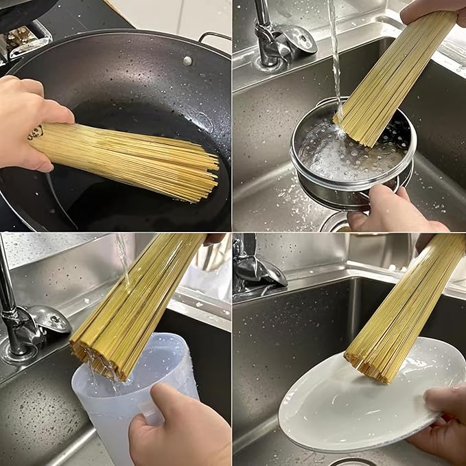 Handmade Bamboo Wok Brushes 2 Pack – 100% Natural, No Metal, Eco-Friendly Scrubbers for Carbon Steel & Cast Iron Woks, Pans, Dishes, Teapots(for Small Pot use)