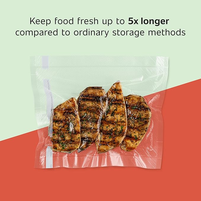 FoodSaver Custom Fit Vacuum Sealer Bags, Airtight Food Storage and Sous Vide Rolls, BPA-Free, 11 x 16' (Pack of 18)