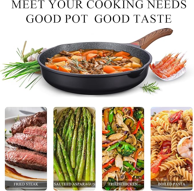 Vinchef Nonstick Frying Pan Anti Scratch,9.5 Inch Skillet Cast Aluminum Cookware, Induction Compatible